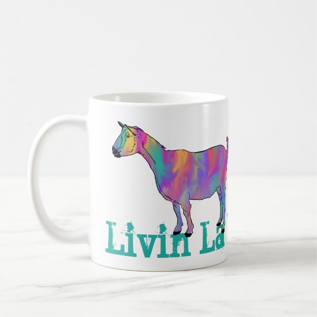 Goat Funny Slogan Livin La Vida Goata Funky Artsy Coffee Mug (Left)