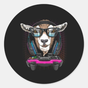 Goat Gamer Pc Computer Video Game Lover Streaming  Classic Round Sticker