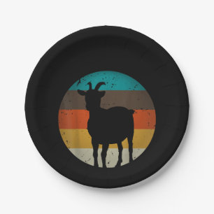 Goat Gift Vintage Retro Funny Dairy Farmer Animal Paper Plate
