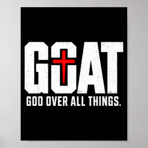 Goat God Over Things Christian Red Cross Design Poster