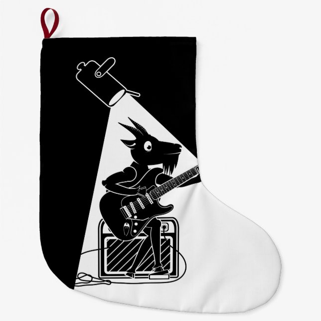 Goat Guitarist Large Christmas Stocking (Front)