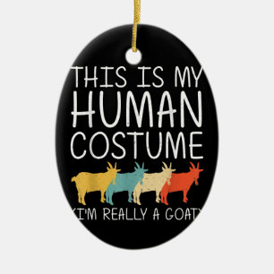 Goat Halloween Human Costume Ceramic Ornament