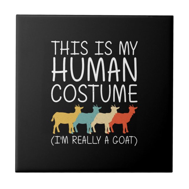 Goat Halloween Human Costume Ceramic Tile (Front)