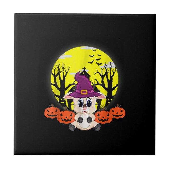Goat Halloween Pumpkin Funny Halloween Costume Ceramic Tile (Front)