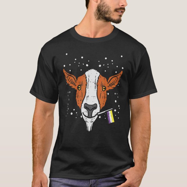 Goat Head Nonbinary Flag  Enby Nb Pride Lgbtq Men  T-Shirt (Front)