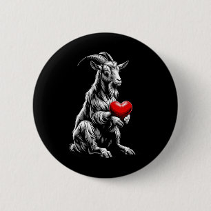 Goat Holding Heart Valentine's Day Cute Valentine 6 Cm Round Badge