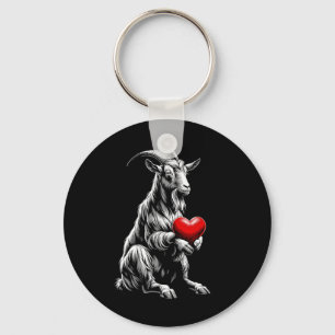 Goat Holding Heart Valentine's Day Cute Valentine Key Ring