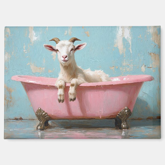 Goat in a Pink Bathtub Magnet (Front)