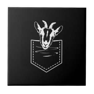 Goat In A Pocket Logo Funny Goat Lover Ceramic Tile