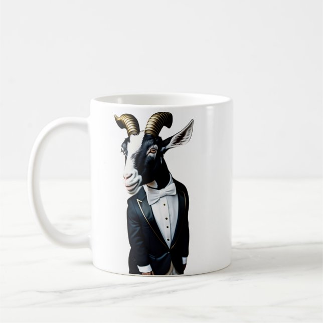 goat in a tuxedo coffee mug (Left)