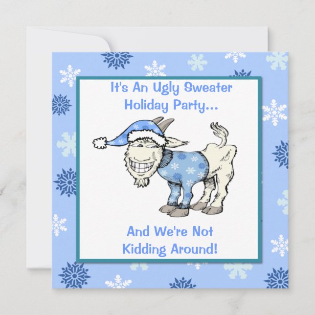 Goat In An Ugly Sweater Holiday Party Invitation (Front)