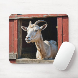 Goat In Barn Window Mouse Pad