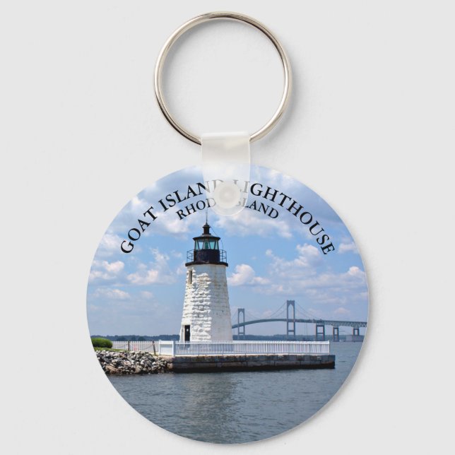 Goat Island Lighthouse, Rhode Island Round Keyring (Front)