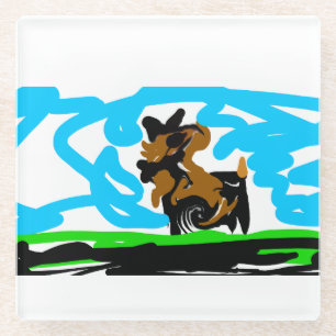 Goat joy glass coaster