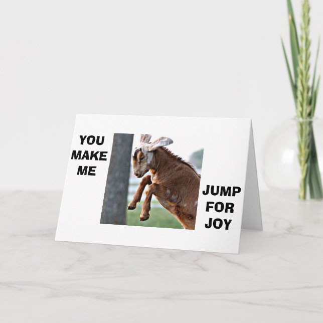 GOAT JUMPS FOR JOY TO SAY I LOVE YOU CARD (Front)
