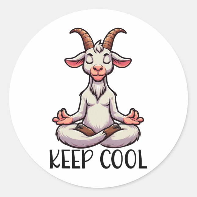 Goat Keep Cool Yoga Meditation  Classic Round Sticker (Front)