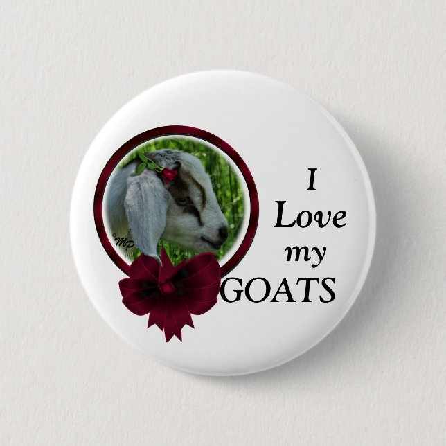 Goat Kid & bow- personalise 6 Cm Round Badge (Front)
