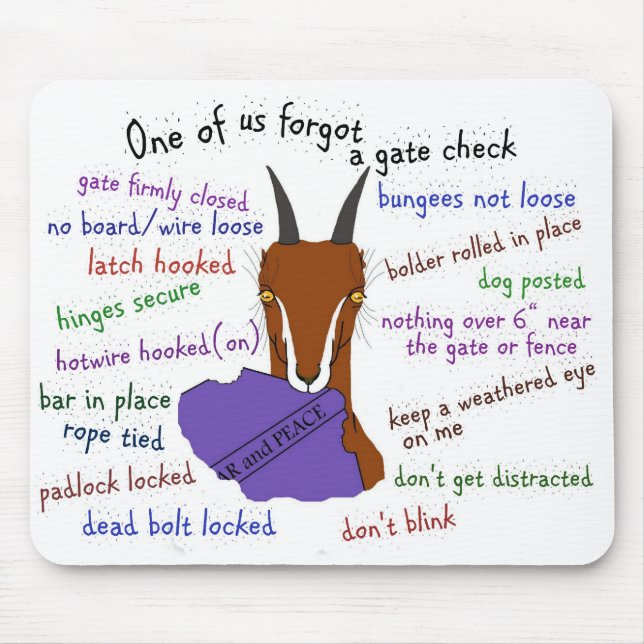 goat, lamancha, escape trouble mouse pad (Front)