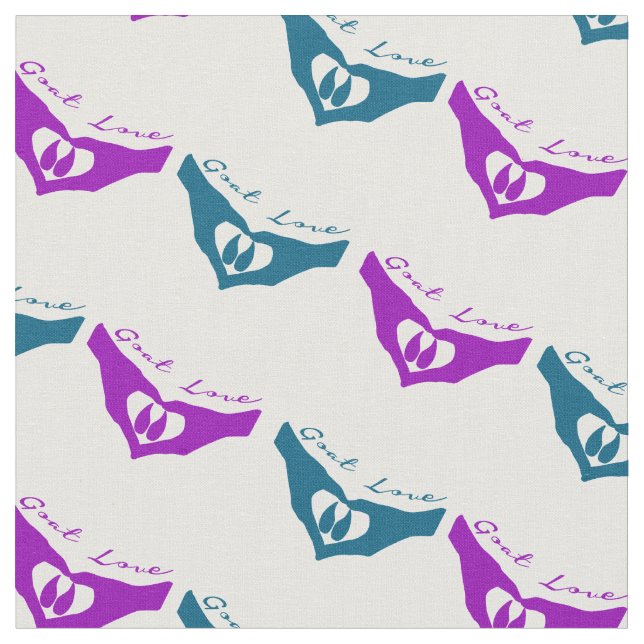 Goat Love Hoof and Heart Hands Fabric (Close Up)