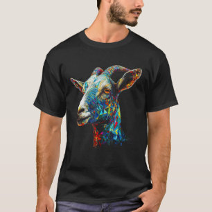 Goat Lover Artwork Animal Motif Polygon Colourful T-Shirt