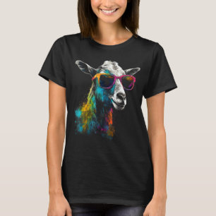 Goat Lover Artwork Sunglasses Colourful Animal Mot T-Shirt