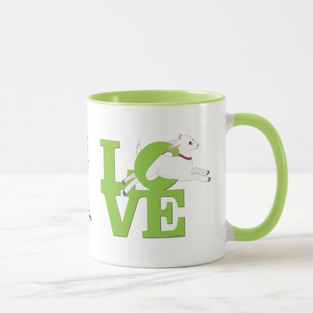GOAT LOVER | GREEN  Goat L O V E - White Goat Mug (Right)