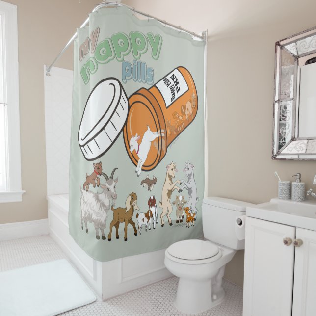 GOAT Lover | MY HAPPY PILLS GetYerGoat™ Shower Curtain (In Situ)
