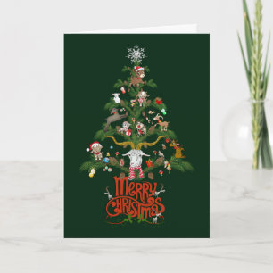 GOAT LOVERS Xmas Gift    Merry Christmas Goat TREE Holiday Card