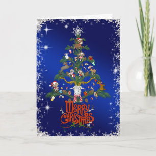 GOAT LOVERS Xmas Gift    Merry Christmas Goat TREE Holiday Card
