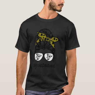 Goat Mama Messy Hair Bun Farm Animal Sunflower Flo T-Shirt