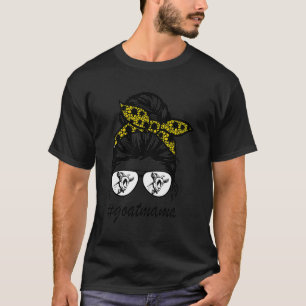 Goat Mama Messy Hair Bun Farm Animal Sunflower Flo T-Shirt