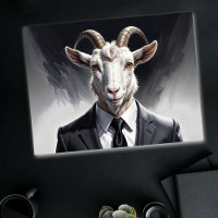 Goat man portrait business modern horns grey