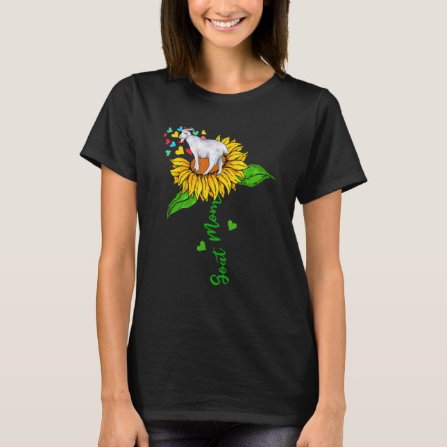 Goat Mom Cute Farm Animals On Sunflower Farmer Mot T-Shirt (Front)
