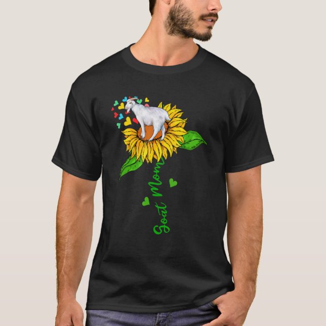 Goat Mom Cute Farm Animals On Sunflower Farmer Mot T-Shirt (Front)