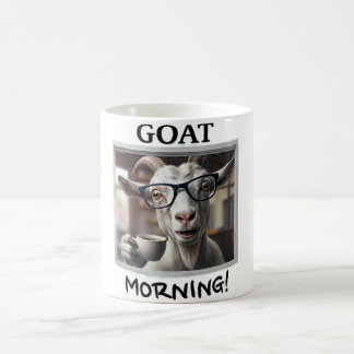 Goat Morning Coffee Funny Goat with Glasses Design Mug