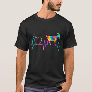 Goat Mum Dad Heartbeat Tie Dye Farm Animal Gift T-Shirt