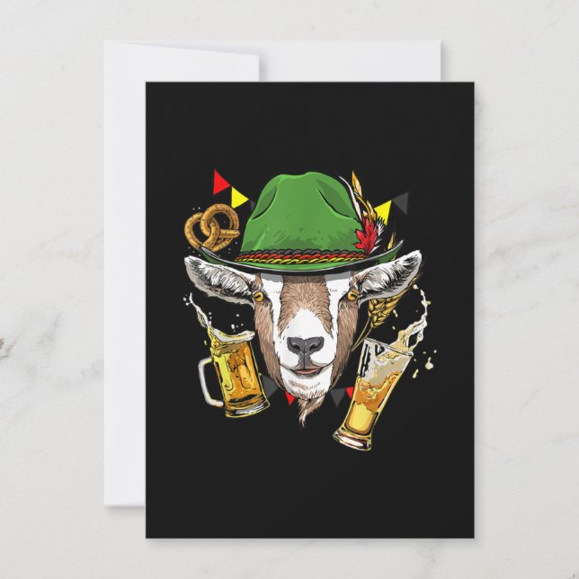 Goat Oktoberfest Lederhosen Costume Gift German Invitation (Front)