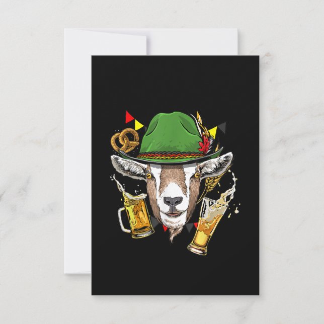 Goat Oktoberfest Lederhosen Costume Gift German Thank You Card (Front)