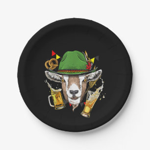 Goat Oktoberfest Lederhosen Costume Gift Paper Plate