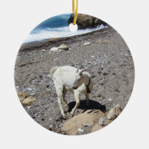 Goat on the Beach Ceramic Ornament