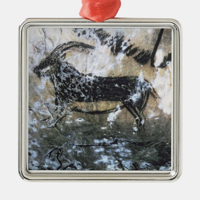 Goat or Chamois, rock painting in the Black Room, Metal Ornament (Front)