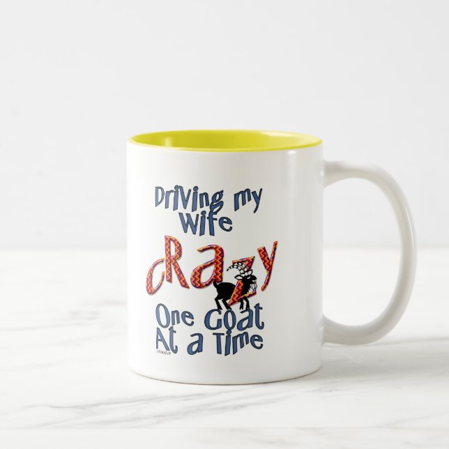Goat Pet Farm Animal Crazy Wife Goat Dad Husband Two-Tone Coffee Mug (Right)