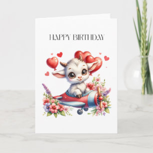 Goat Pilot Birthday Card