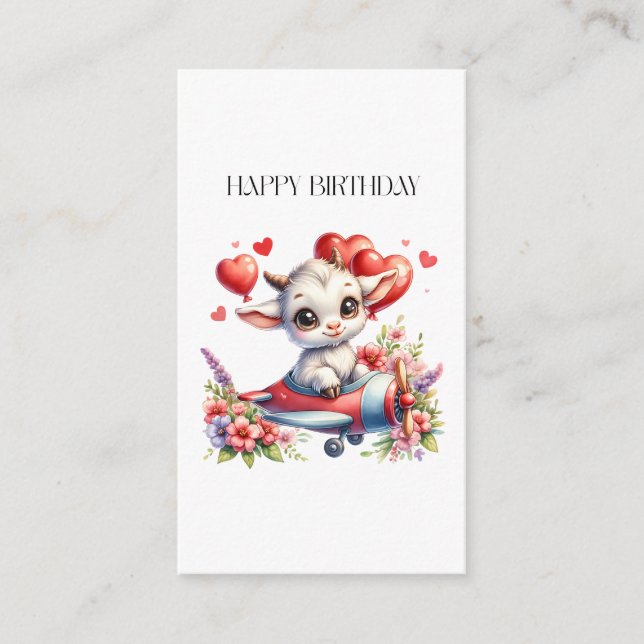 Goat Pilot Birthday Enclosure Card (Front)