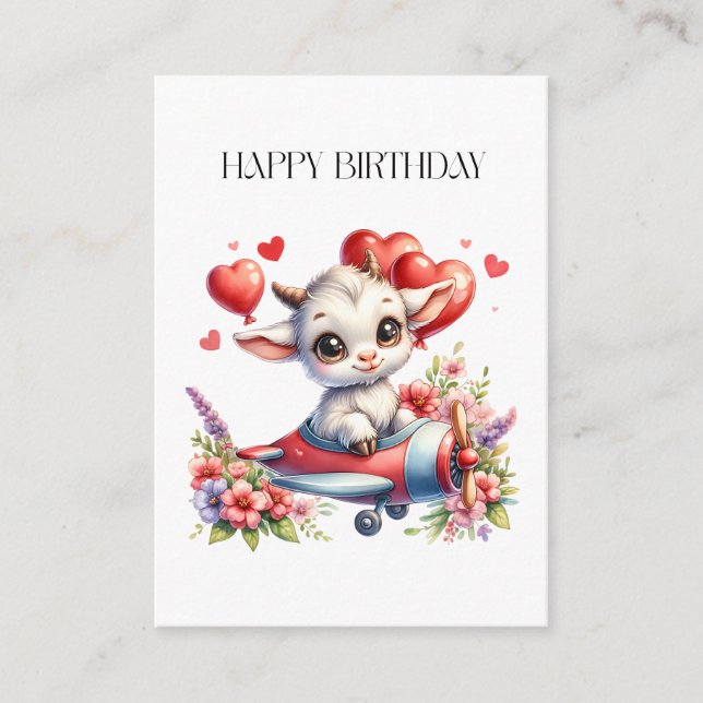 Goat Pilot Birthday Enclosure Card (Front)