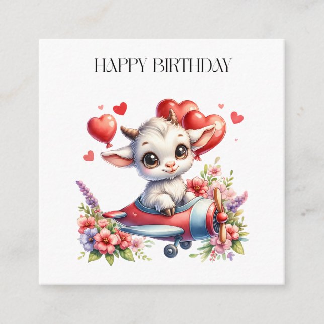 Goat Pilot Birthday Enclosure Card (Front)