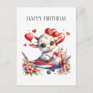 Goat Pilot Birthday Holiday Postcard