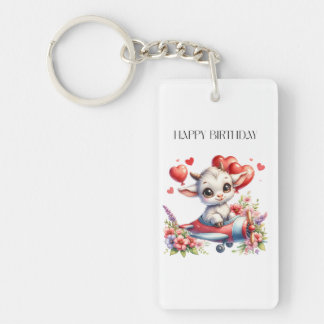 Goat Pilot Birthday Key Ring