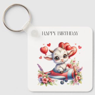 Goat Pilot Birthday Key Ring