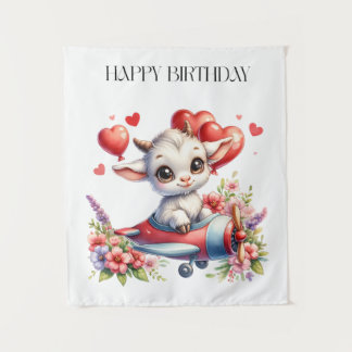 Goat Pilot Birthday Tapestry